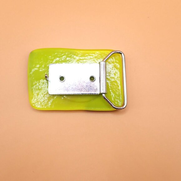 Eccentric Abstract Art Glass Neon Yellow Green Belt Custom Buckle main image 6